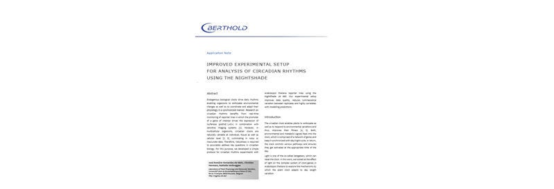 Improved Experimental Setup for Analysis of Circadian Rhythms Using the NightSHADE in Vivo Imaging System for Plants