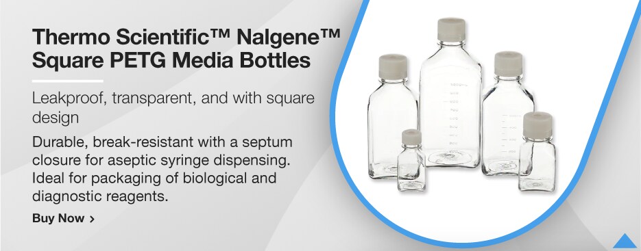 Thermo Scientific&trade; Nalgene&trade; Square PETG Media Bottles